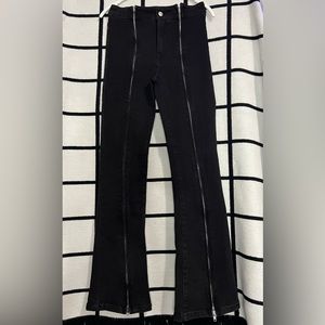 Forever21 Full Leg Front Zipper Black Jean
